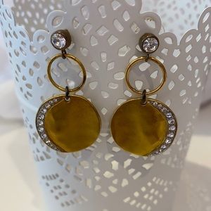 Gold and crystal drop earrings